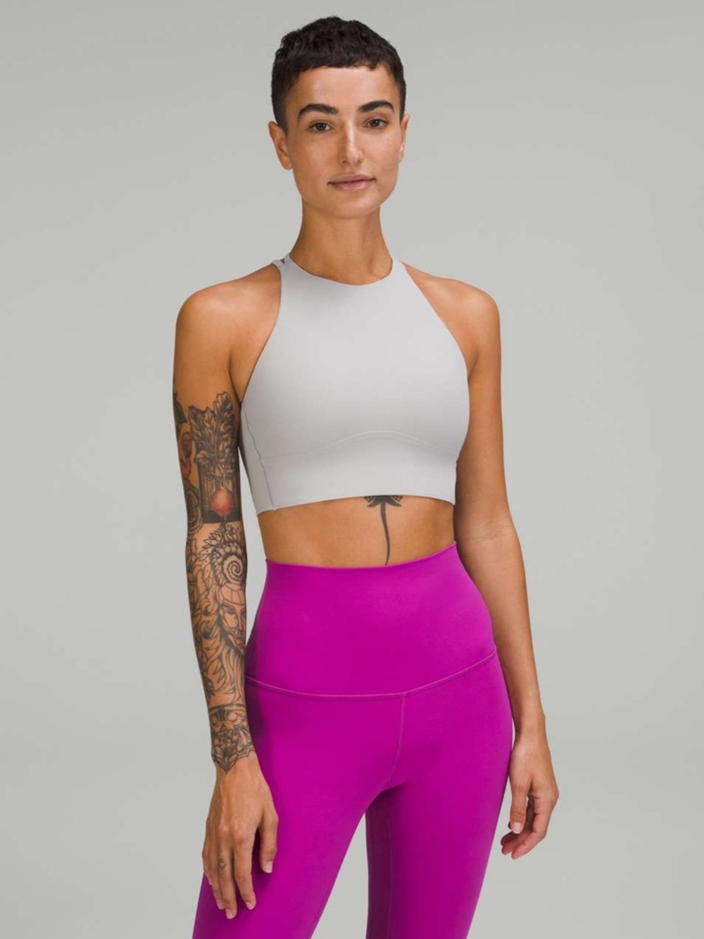 Like a Cloud High-Neck Longline Bra | Seal Grey | Size 12